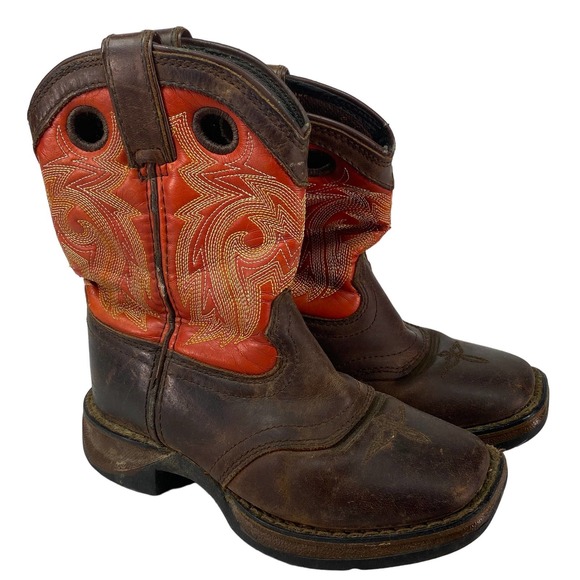 Durango Other - Durango Maverick Xp Boys Girls SZ 10 Square Toe Cowboy Youth Brown Orange Boots